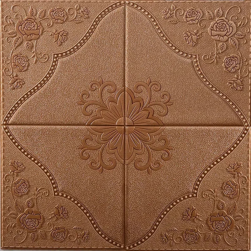 panneau décoratif mural blanc floral relief classique adhésif 70cm 70cm