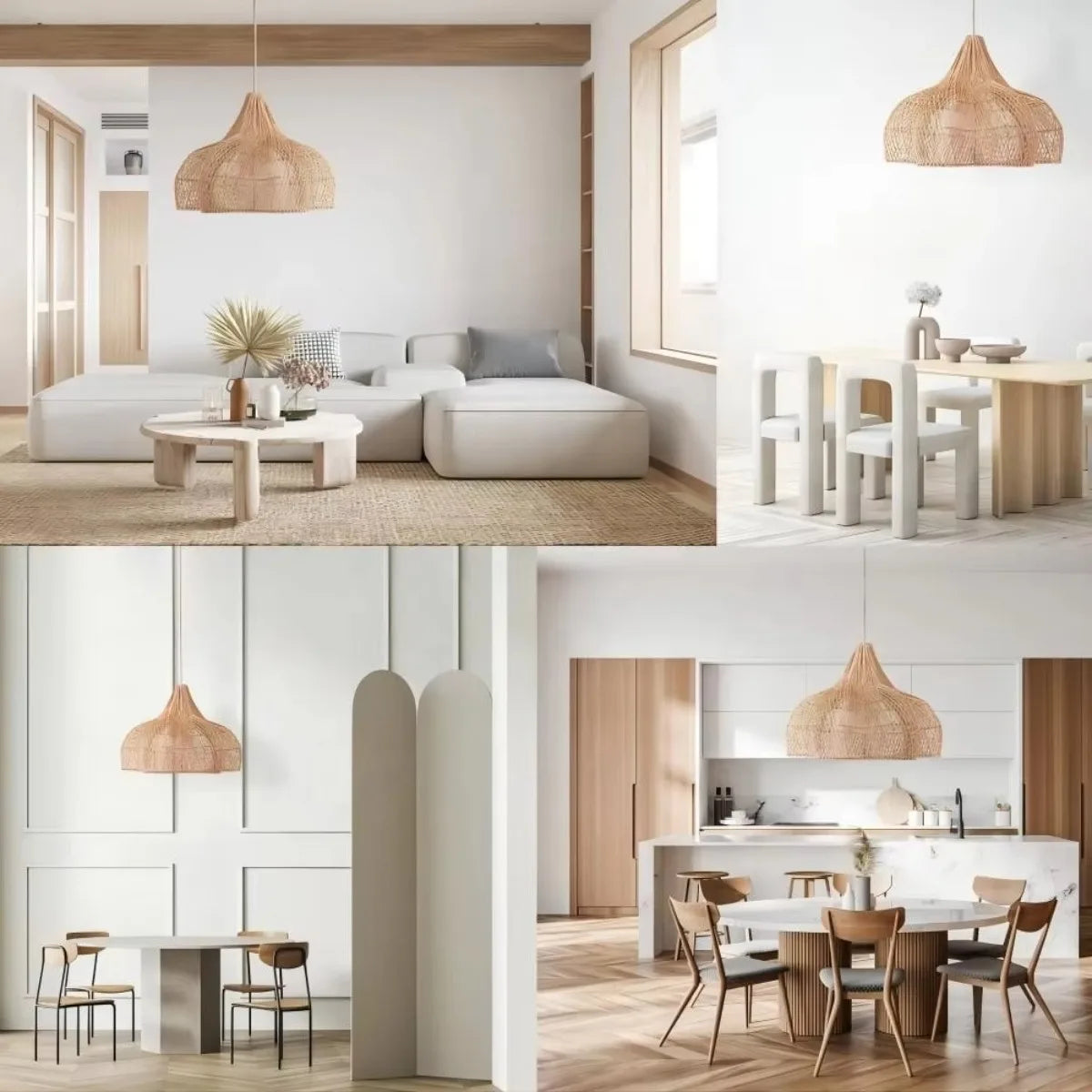 lampe suspendue rotin tissé naturelle moderne 60 80 cm bohème salon rustic