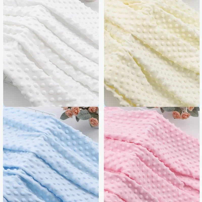 tissu brocart polyester 160cm texture points bleu clair blanc gris confortable doux matériau bricolage