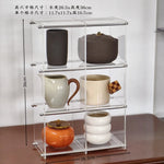 présentoir rangement tasses transparent moderne cuisine support minimaliste pieds accessoires pot gâteau