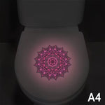 sticker mural moderne fleur lotus rose clair blanc jaune adhésif salle bain décoration nocturne