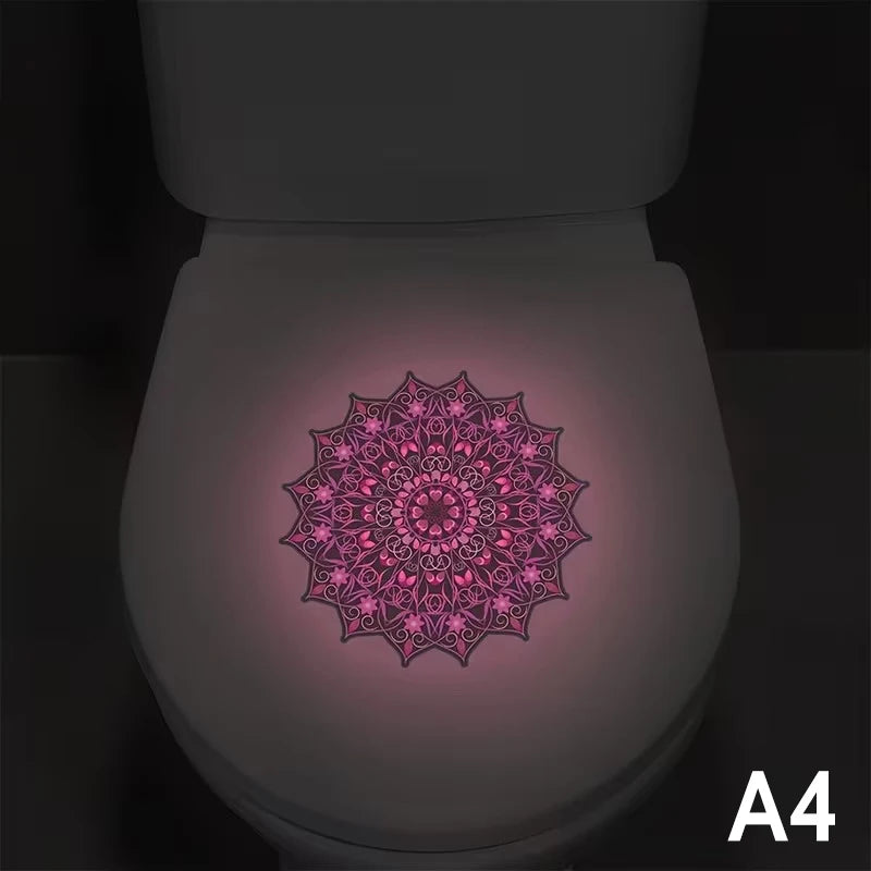 sticker mural moderne fleur lotus rose clair blanc jaune adhésif salle bain décoration nocturne