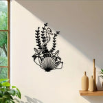 décoration murale hippocampe étoile mer plaque marine moderne noir artisanal