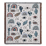 couverture pique nique tigre moderne motif monstera coton gris orange noir vert