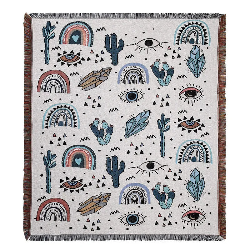 couverture pique nique tigre moderne motif monstera coton gris orange noir vert