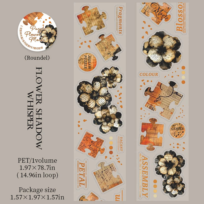 ruban décoratif multicolore fleurs puzzles adhésif vintage romantique scrapbook papeterie art fleurs imprimées