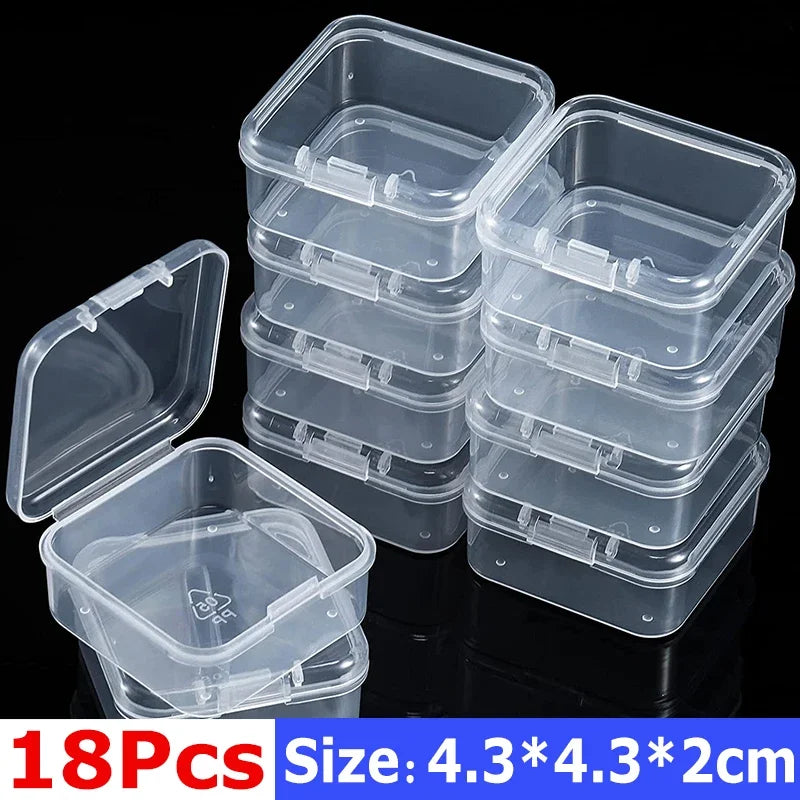 boîtes rangement transparentes plastique bijoux éponges rubans petits objets organisation pratique compact