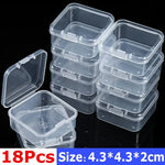 boîtes rangement transparentes plastique bijoux éponges rubans petits objets organisation pratique compact