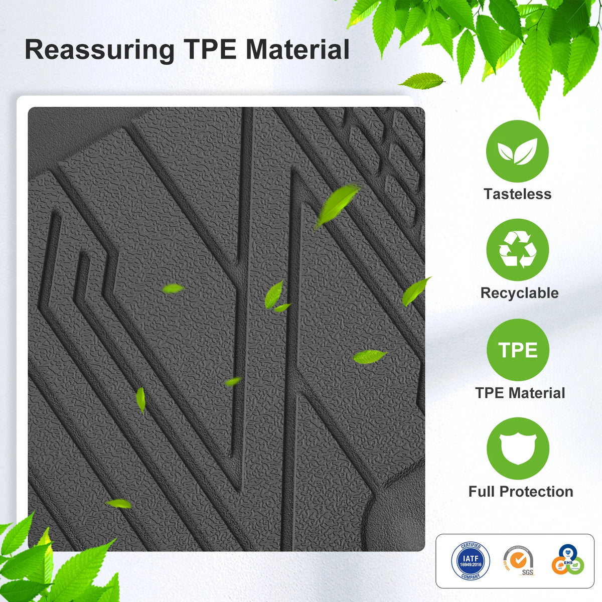 tapis sol voiture noir rayures clips protection moderne résistantintérieur auto tpe