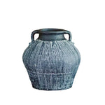 pots céramique vintage gris bleu texture usée rustique plantes balcon