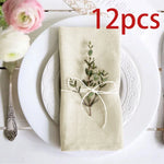 serviettes blancs minimaliste texture rugueuse ensemble 6pcs 12pcs 24pcs restaurant mariage
