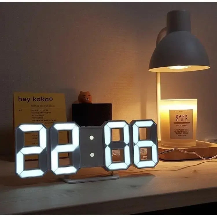 horloge digitale led carrée table moderne minimaliste blanc gris lumière