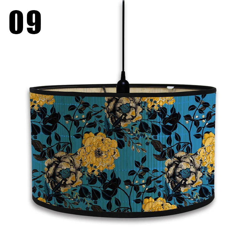abat jour vintage bambou imprimé floral boho chic décoration maison art déco