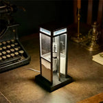 lampe table rétro cabine téléphonique noir beige gris téléphone vintage transparent mat led