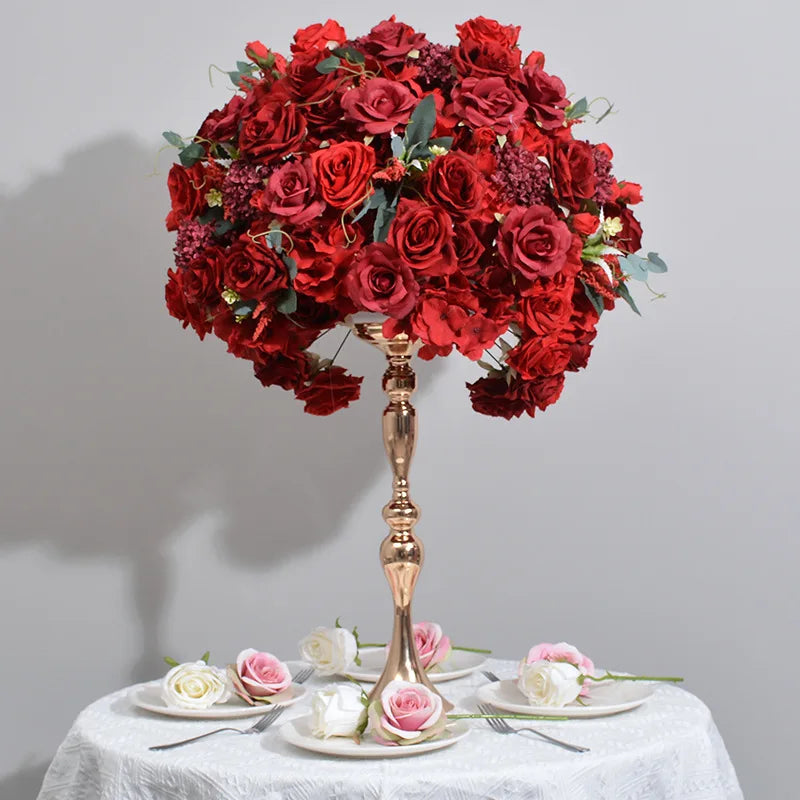 décoration mariage bouquet fleurs artificielles roses hortensias classique intérieur 60cm blanc violet