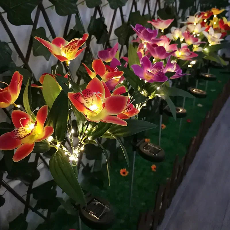 fleurs artificielles led solaire rouge jaune rose blanche orange jardin extérieur