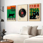 affiches rétro jazz graphiques abstrait clavier vinyle cadres salon chambre 30x40cm 40x60cm 55x80cm
