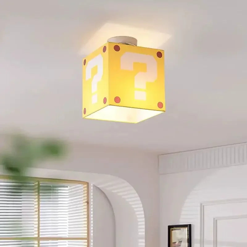 lampe moderne jaune question mark points rouges ludique lumière enfants chambre