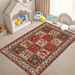 tapis rouge bleu beige traditionnel motifs floraux géométriques velours antidérapant intérieur extérieur