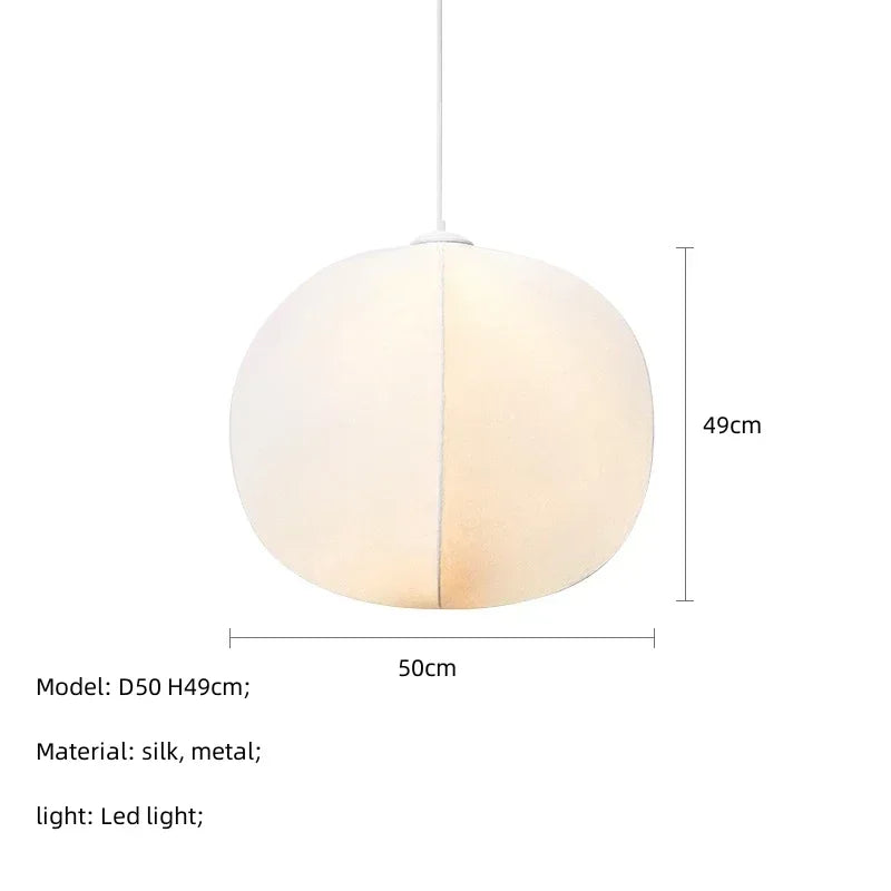 Suspension lumineuse moderne soie blanche opaque salon chambre d'hôtel led pendentif autonome