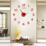 horloge murale moderne miniale aiguille quartz acrylique argentée rouge dorée chambre salon