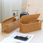organisateur câbles rotin tressé boîte rangement moderne rustique bohème 31.5cm 13cm 13cm