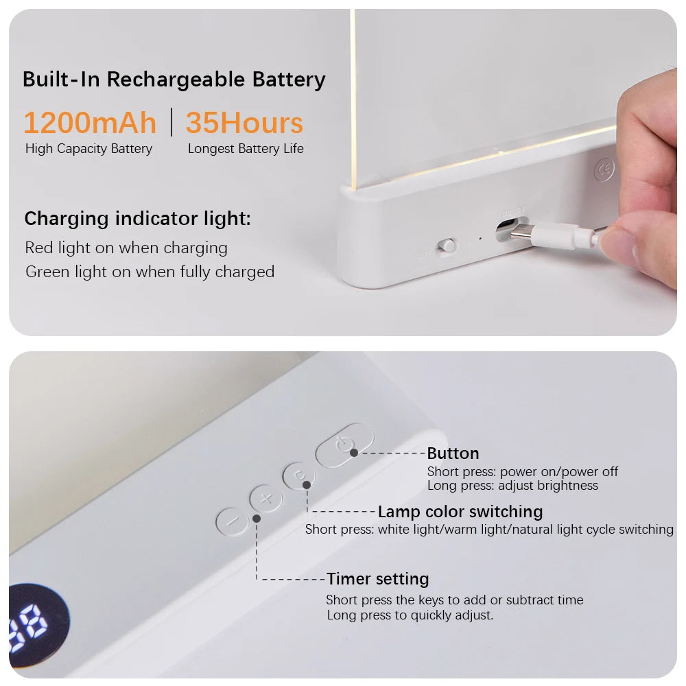 lampe lecture led veilleuse températures couleur gradation continue rechargeable usb minuterie moderne blanc opacité