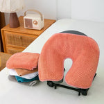 coussin soutien cervical bleu gris orange blanc tissu petits points confortable ergonomique