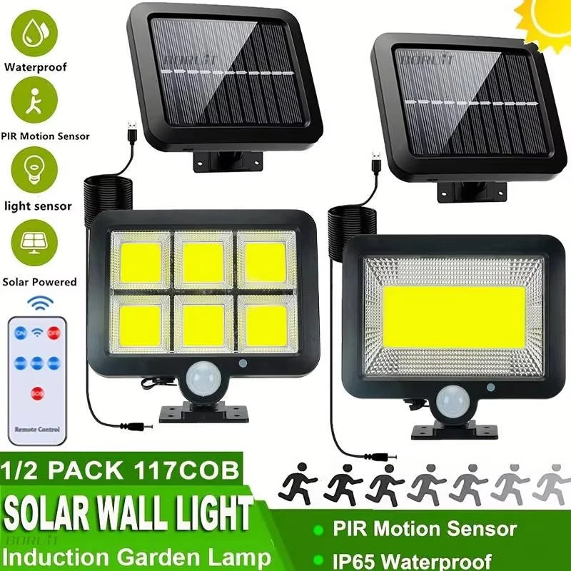 lampe murale solaire led moderne commande distance ip65 protection abs matériaux noir