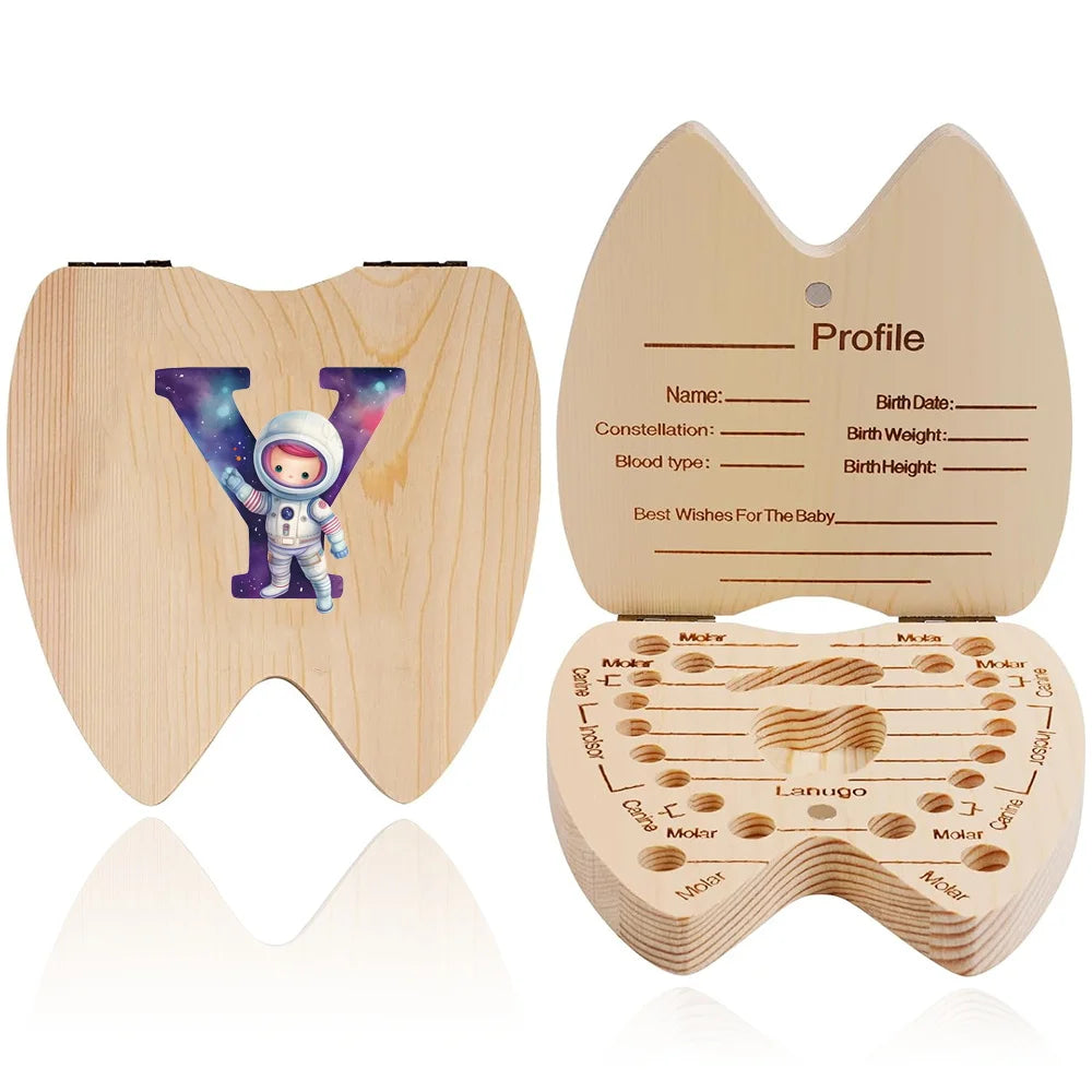 boîte dents bois astronaute carte profil grille tailles bébé