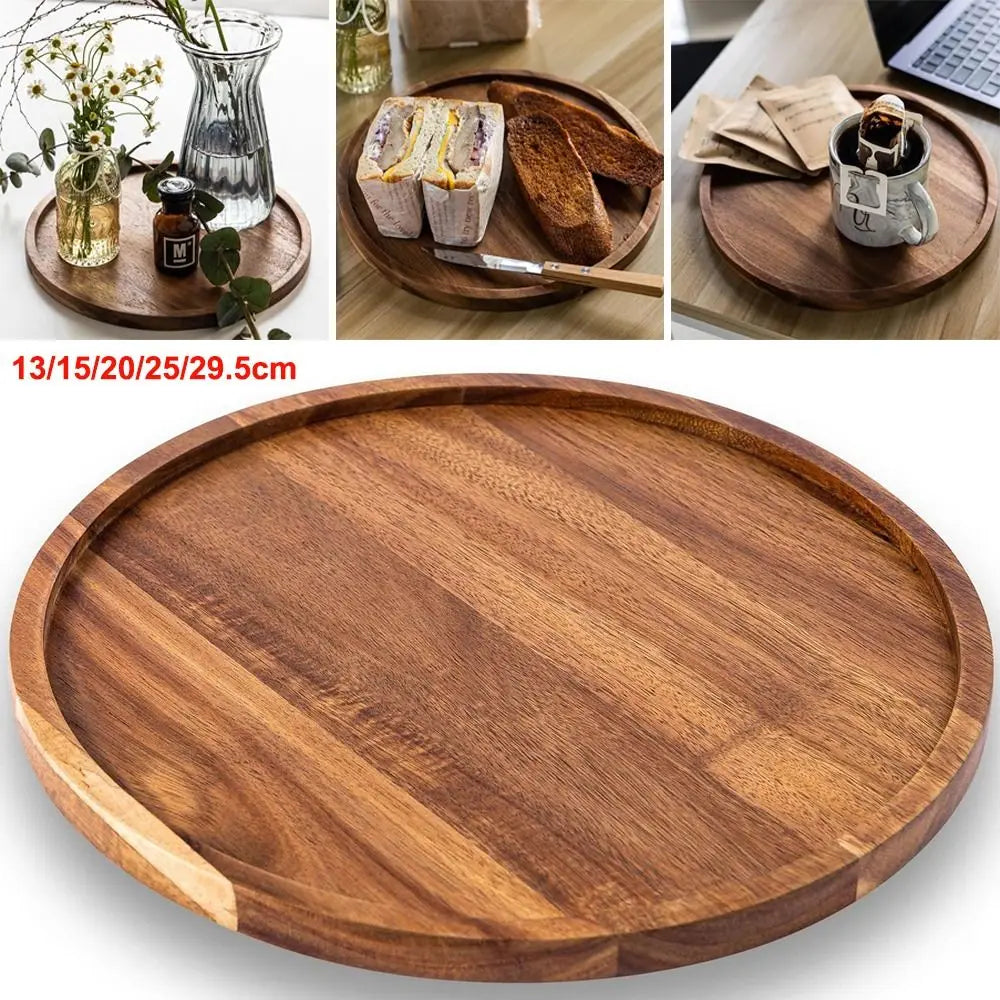 assiette ronde bois marron clair minimaliste rustique dîner pain grande petite
