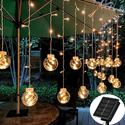 Guirlande lumineuse solaire extérieure de 5 mètres avec boules LED éclairées la nuit