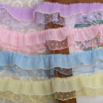 ruban plissé dentelle violet rose bleu jaune vintage romantique translucide décoration emballage cadeau