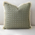 coussin carré vert olive motif géométrique moderne jacquard sans rembourrage