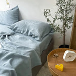 Drap-housse lin aspect froissé naturel