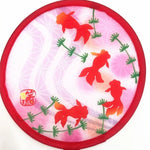 éventail pliant traditionnel japonais motif floral chaîne métallique bleu rose violet rouge blanc