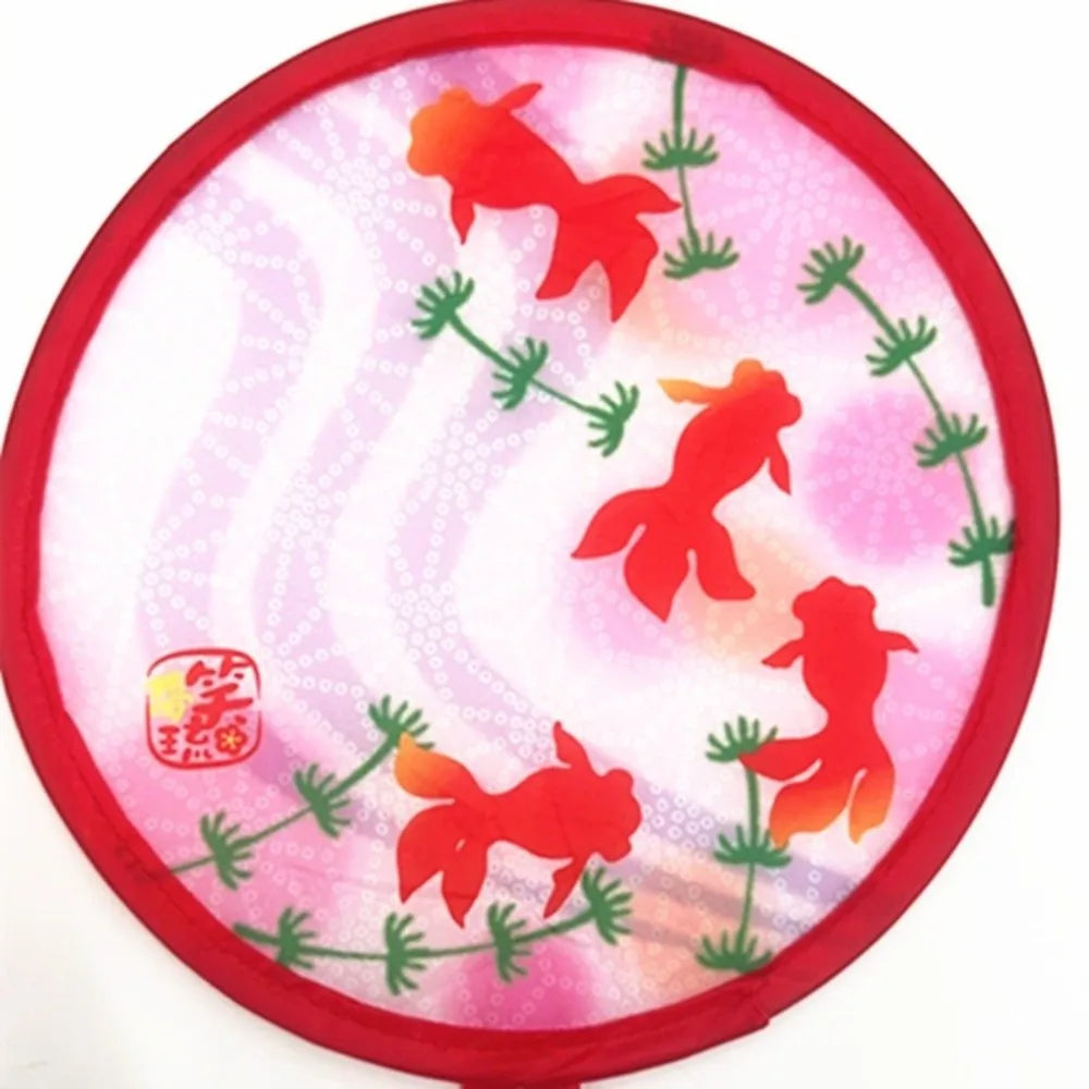 éventail pliant traditionnel japonais motif floral chaîne métallique bleu rose violet rouge blanc