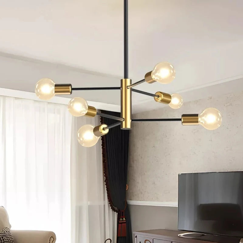 chandelier moderne globes blancs noir minimaliste led lumiereintérieur aluminium fixe