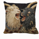 taies d'oreiller vintage motif chèvres noir blanc gris polyester peachskin 45x45cm décoration maison hospitalière