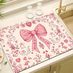tapis cuisine rose floral adhésif good morning coffee coeurs théière vintage romantique 20x30cm 30x40cm