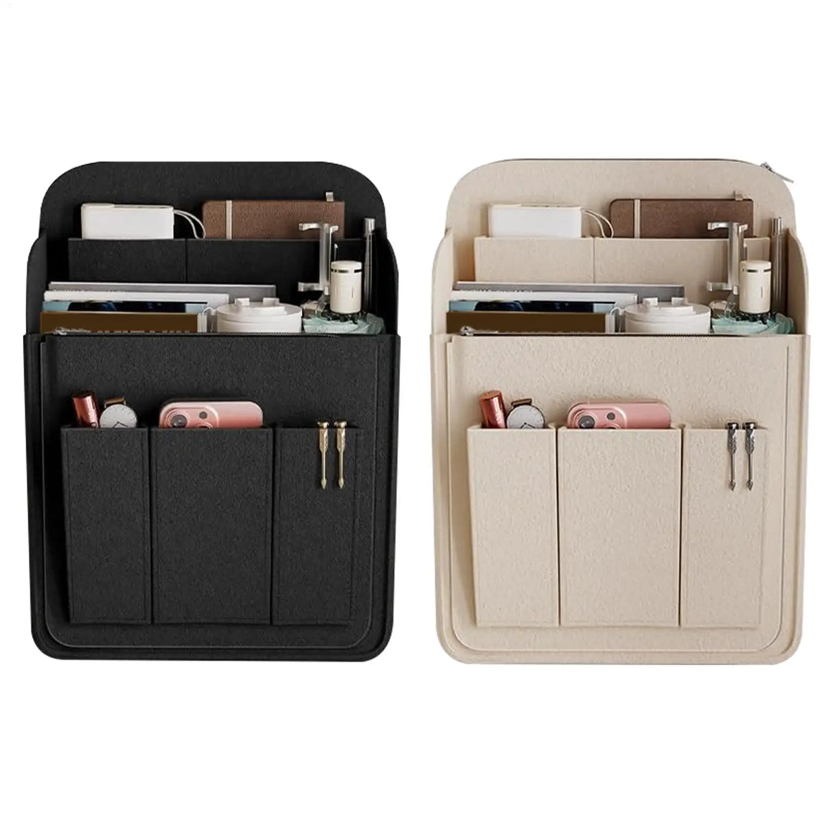 sac dos noir gris polyester moderne bandes ajustables poches multiples rangement cosmétiques téléphone
