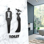 Sticker porte salle de bain homme femme acrylique noir