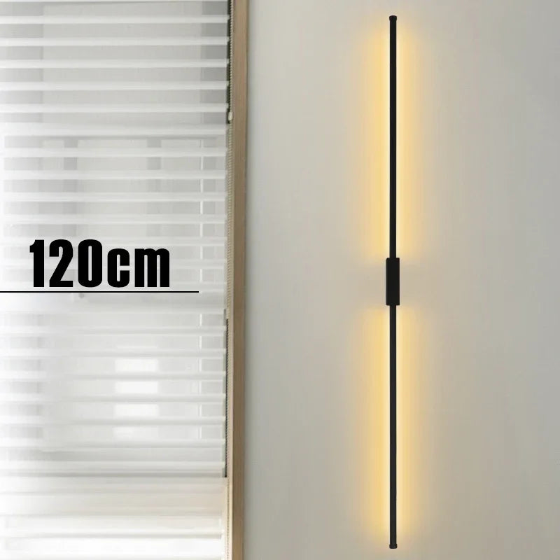 lampe led moderne noire fixée mur 120cm 6500k 4500k 3000k aluminium minimaliste