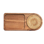 plateau bois naturel moderne tasse cuillère serviette grains cacao postale feuille