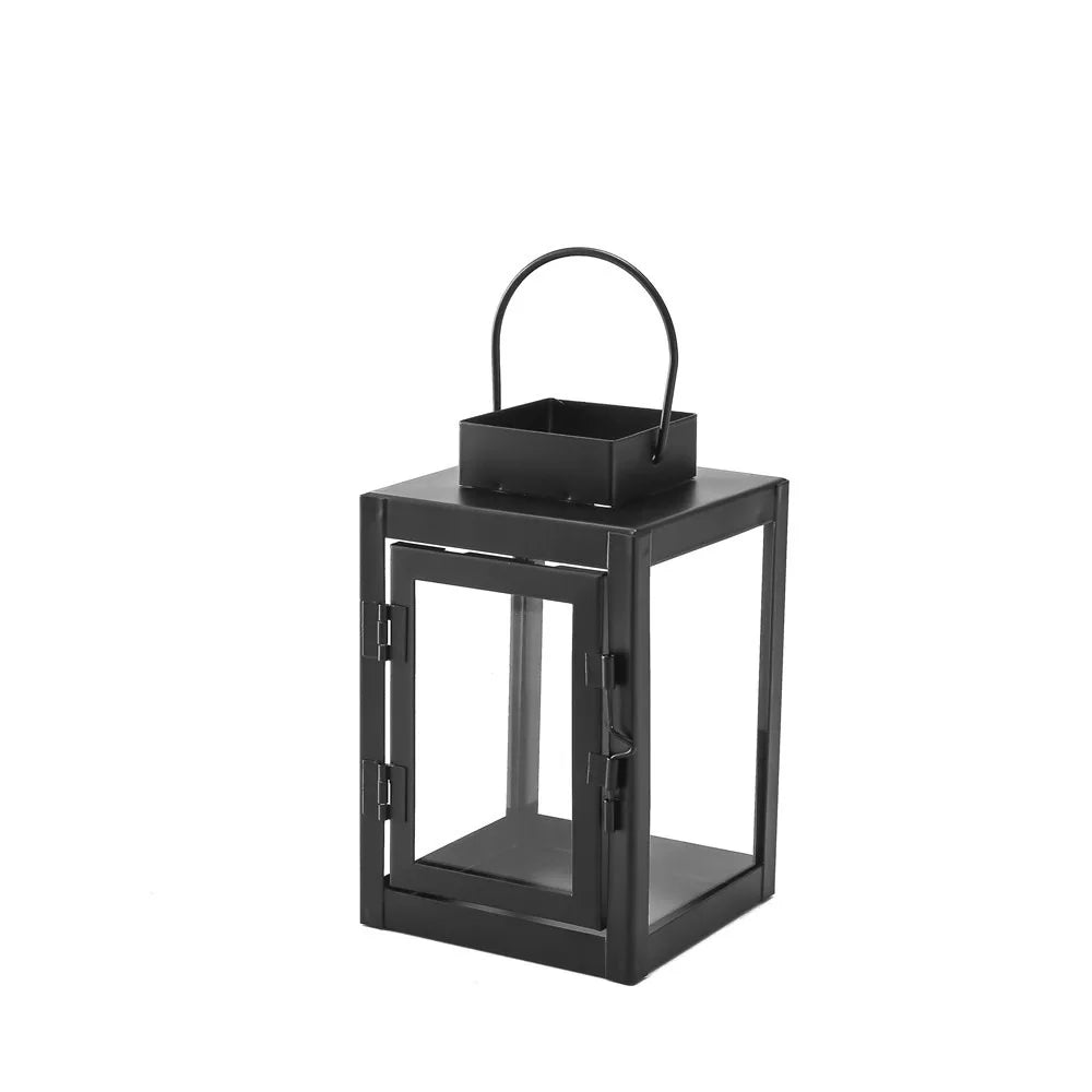 lanterne moderne transparente noire anneaux métalliques bougie extérieure décoration maison suspendueextérieur