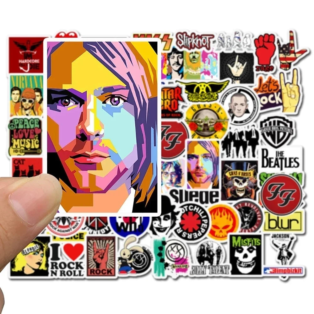 sticker rock punk musicien adhésif étanche divers artistes groupe brillant multicolore