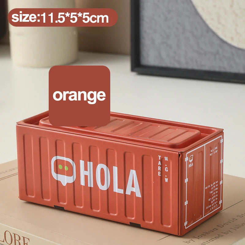 boîtes rangement forme conteneurs maritimes couleurs variées rayures horizontales contemporain minimaliste multifonctionnelle réutilisable articles