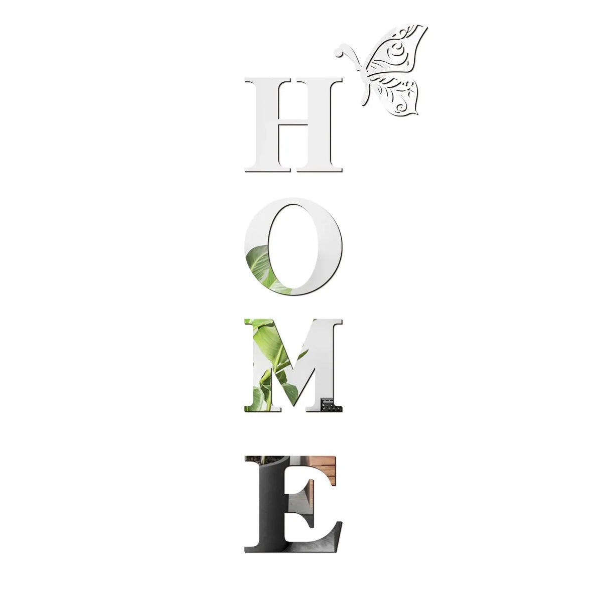 lettres decoratives murales blanc vert moderne adhesif papillon intégrées chambre entrée