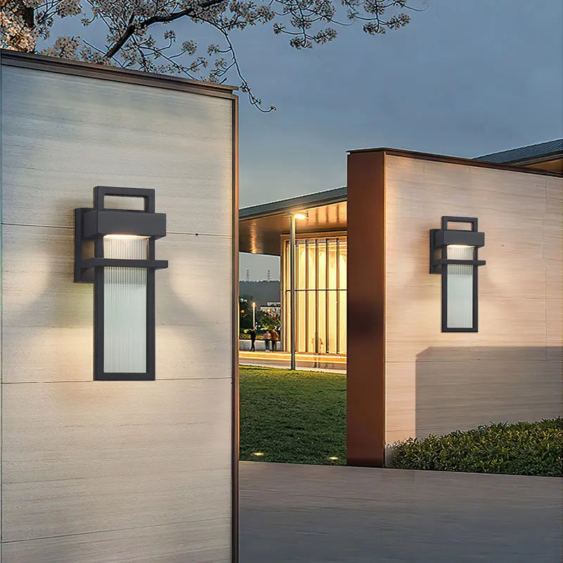 applique murale moderne led étanche noir transparent minimaliste ip65 aluminium