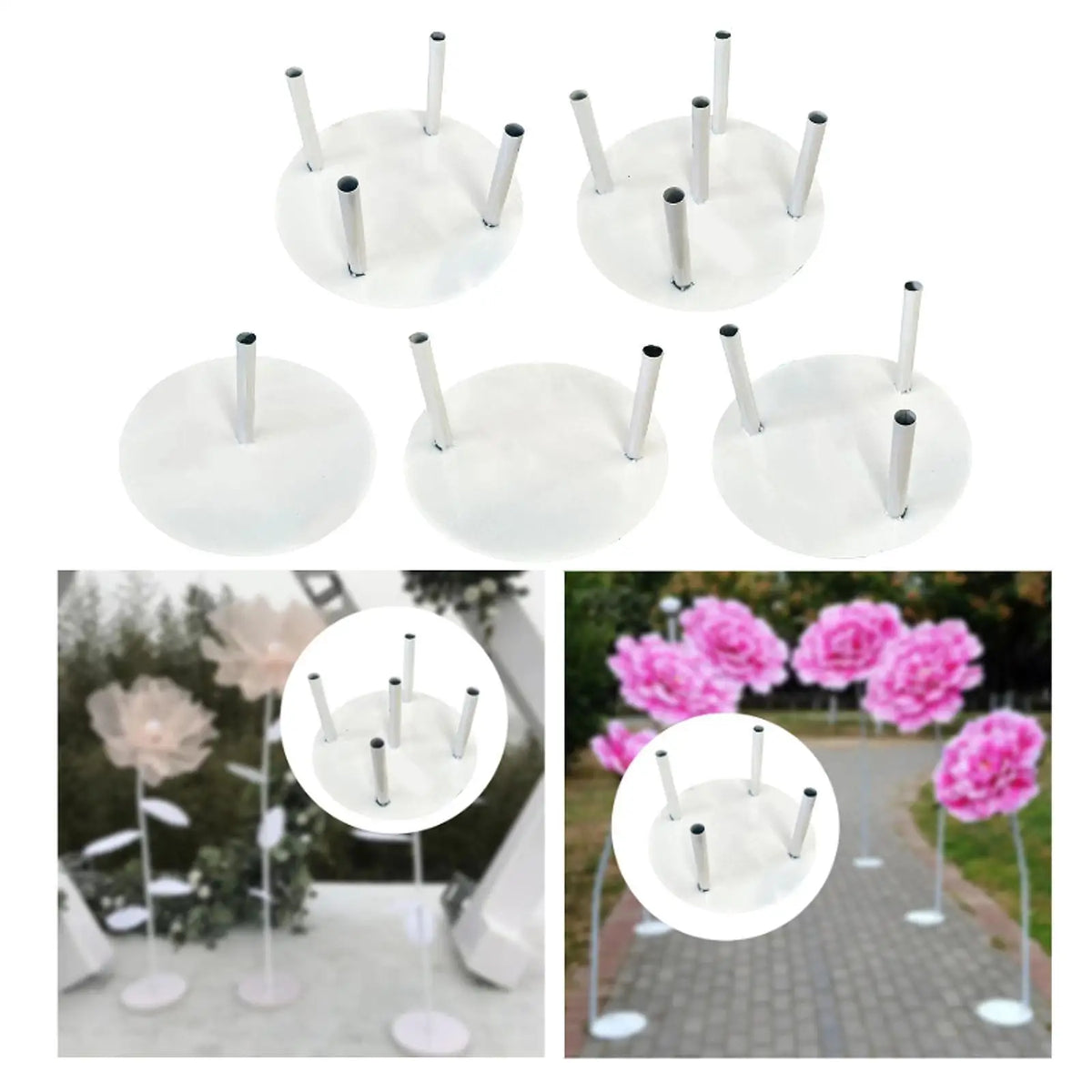 Support fleurs blanc moderne mariage sans marques visible diamètre 20cm